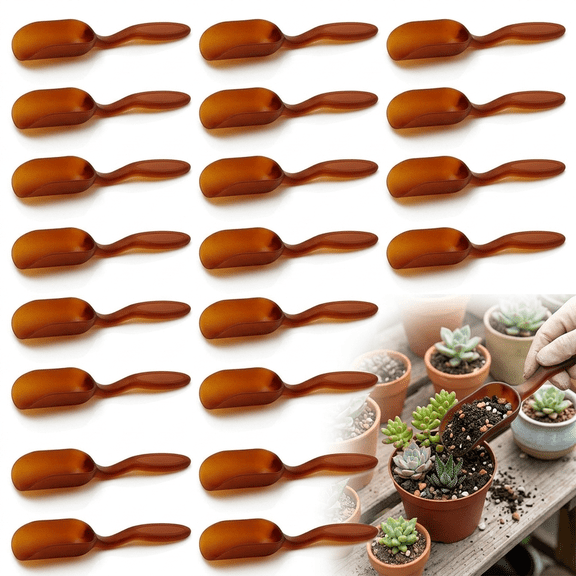 Garden Tools, 20pcs Brown Plastic Gardening Hand Tools, Soil Scoop, Portable Handheld Landscaping Supplies, Suitable for Succulent Potting