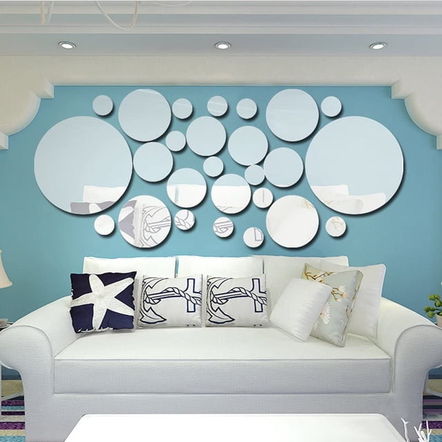 Vinilos decorativos,Anself 3D Espejo Pegatinas de pared DIY Tatuajes de pared Pegatinas redondas para la decoración de la habitación Vhermosa LKX-0213