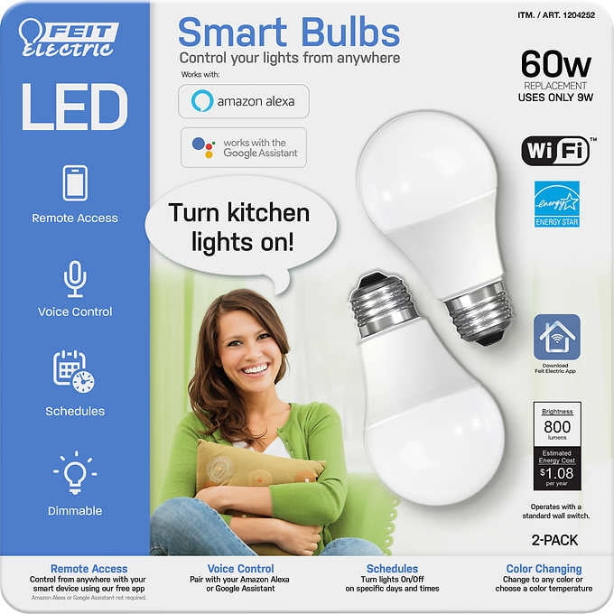 2pk feit led smart Bulb 60w use only 9w 800 lumen New Without Box 