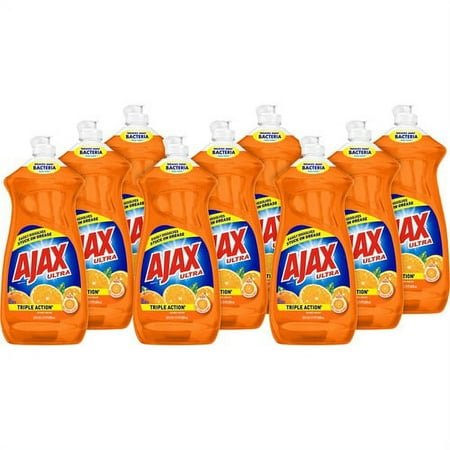 Ajax Triple Action Dish Soap - Liquid - 28 Fl Oz (0.9 Quart) - Orange Scent - 9 / Carton - Orange | Bundle Of 10 Cartons