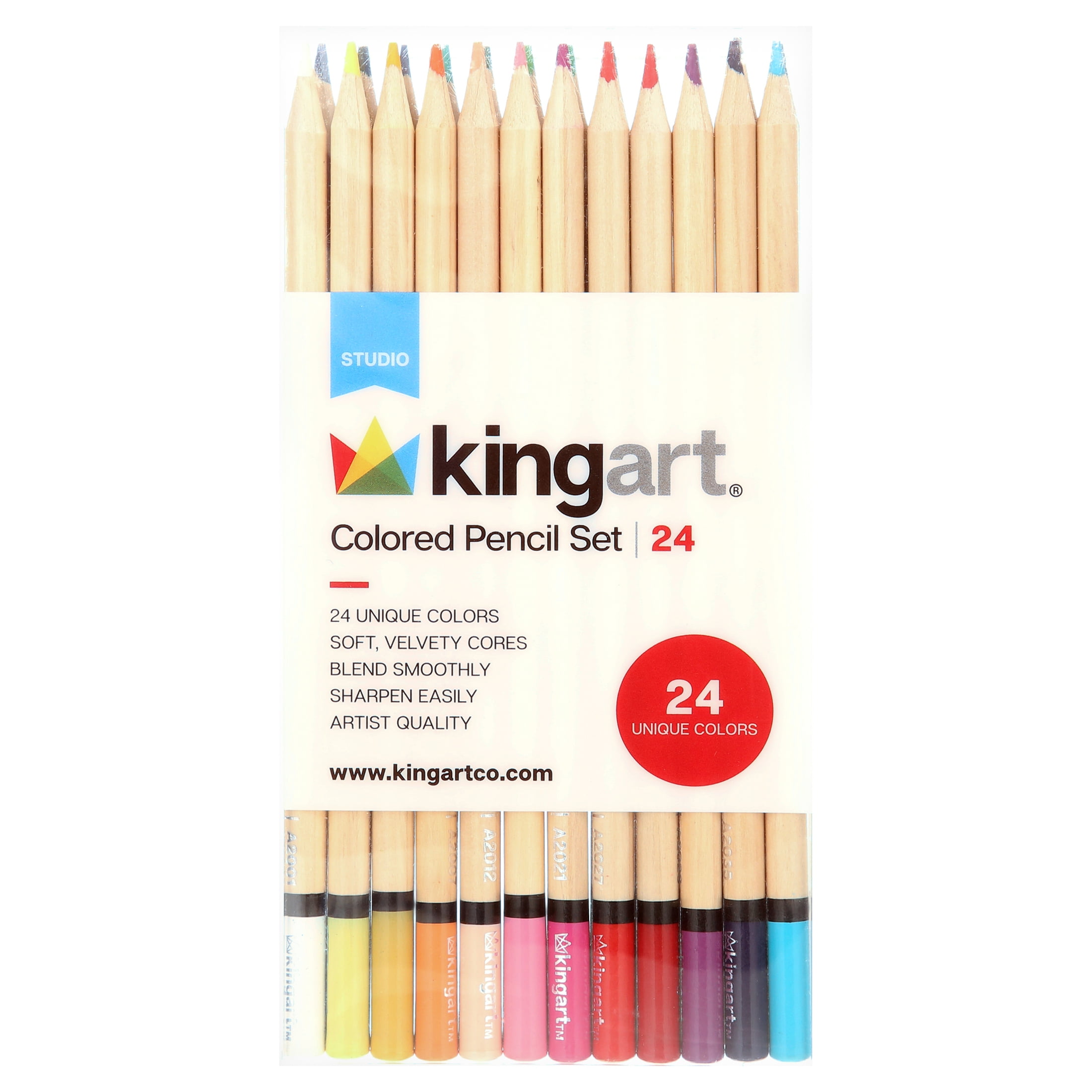 3 pack) KINGART Soft Core Colored Pencils Set of 24 Unique Vibrant