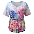 thumbnail image 4 of Camiseta de manga corta suelta con cuello en V estampada a la moda para mujer Pompotops hkajfhjk471071, 4 of 4