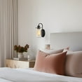 thumbnail image 5 of Kira Home Rayne 10" Farmhouse Wall Sconce, Black Gooseneck Wall Light with Tapered Seeded Glass Shade, Black, 5 of 7