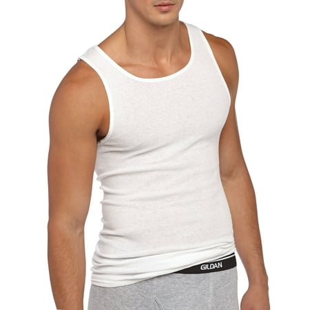 Gildan Big Men's Cotton Ribbed White A-Shirt, 4-Pack +1 Bonus