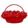 thumbnail image 1 of Flower Girl Basket Petal Basket Wedding Ceremony Basket Romantic Wedding Flower Basket Ceremony Feast Decoration - Red, 1 of 5