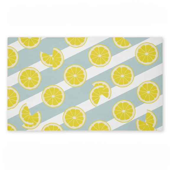 Lemony Stripes Printed Outdoor Door Mat, design by Anna Quach, 18"x30"