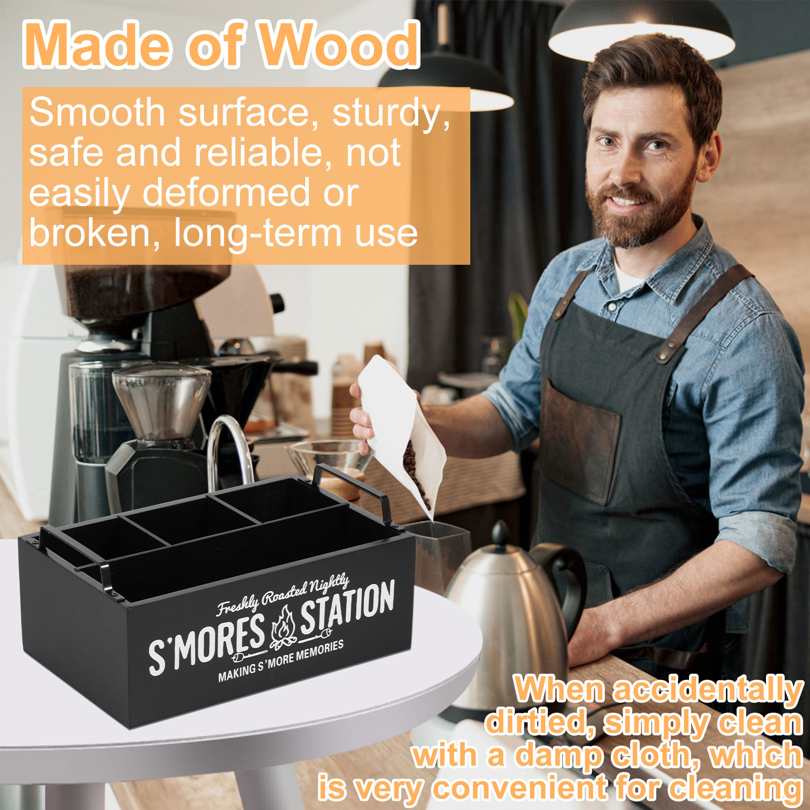S'Mores Station, Farmhouse S'mores Bar Holder, Smores Caddy, Smores Accessories Organizer, Smores Supplies Container, Smores Maker Box for Smores Kit
