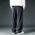 thumbnail image 6 of Hearthz Corduroy Wide Leg Men Pant Workout Running Men's Quick Dry Work Pants Elastic Waist Drawstring Mens Jogger Pants with Pockets Dark Gray M, 6 of 6