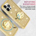 thumbnail image 3 of IBAOLEA Compatible with iPhone 13 Pro Max Case,Flash Diamond TPU Silicone Bumper Bling Shiny Ultrathin Silicone Soft Cover with Diamond Ring Kickstand Protection Case for Girls Women -Gold Gold -, 3 of 7