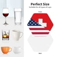 thumbnail image 6 of Zufioo USA Switzerland Print Leather Coaster Set, Decorative PVC Coasters 4-pack - Scald and Stain-resistant, Suitable for Home, Cafes, Restaurants-Hexagon, 6 of 6