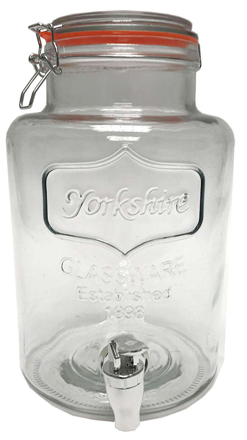 Circleware Yorkshire Glass Beverage Dispenser with Hermetic Lid, Clear