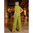 thumbnail image 3 of Conjunto Deportivo Casual para Mujer Unitalla Set de Blusa Manga Corta y Pants Recto Tela Stretch Rayada Súper Cómoda, 3 of 5