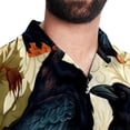 thumbnail image 5 of Crow Men's Short Sleeve Poplin Button Down Shirts - Casual Printed Summer Beach Tops for Men, 5 of 6