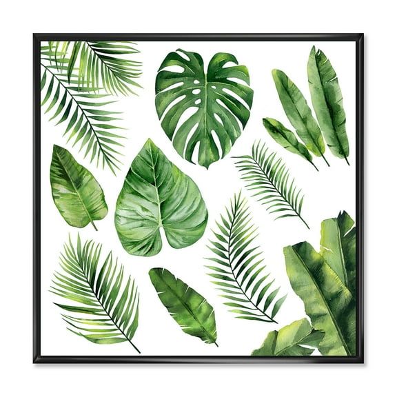 Designart 'Close Up Of Tropical Leaf Of Monstera V' Farmhouse Framed Canvas Wall Art Print