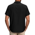 thumbnail image 3 of Inglocry Men's Linen Short Sleeve Shirts Cotton Casual Lightweight Button Down Shirt Beach Vacation Summer Tops with Pocket Black 5XL, 3 of 3