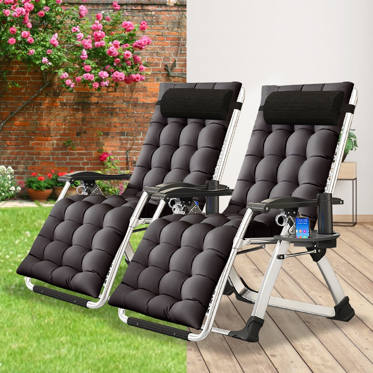 Slsy Zero Gravity Chair 2 Pack, Lawn Recliner, Set of 2 Reclining Patio