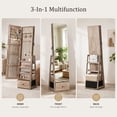 thumbnail image 3 of Skyhill 360°Swivel Jewelry Armoire, 60" Full Length Mirror Cabinet with 3 Rear Shelves, Bottom Drawer, Oak, 3 of 9