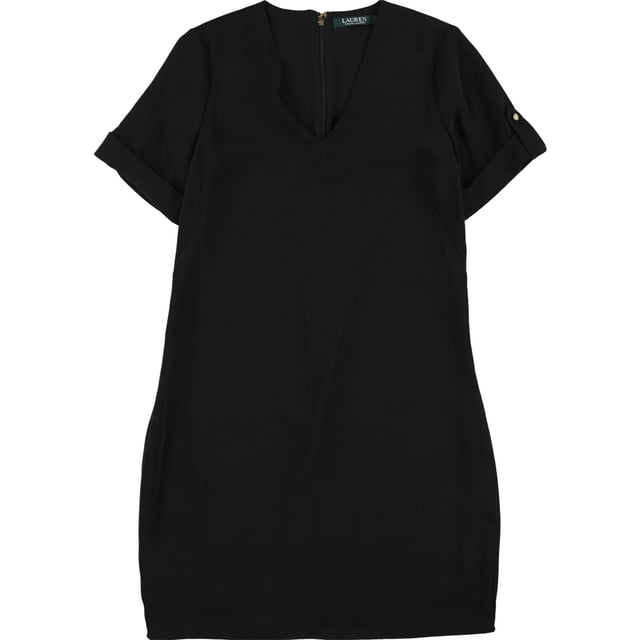 Ralph Lauren Vestido de tubo de manga corta para mujer, negro, 0