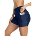thumbnail image 4 of BeautyIn Shorts de Bain pour Femmes avec Poches Shorts de Planche de Bain Unis, 4 of 6