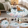 thumbnail image 5 of Teal Turtle Coastal Round Area Rug 6Ft Washable Circle Rugs for Bathroom Office, Octopus Coral Summer Beach Starfish Non-Slip Carpet Floor Mats Indoor Outdoor Carpet Runner Aesthetic Home Decor, 5 of 8