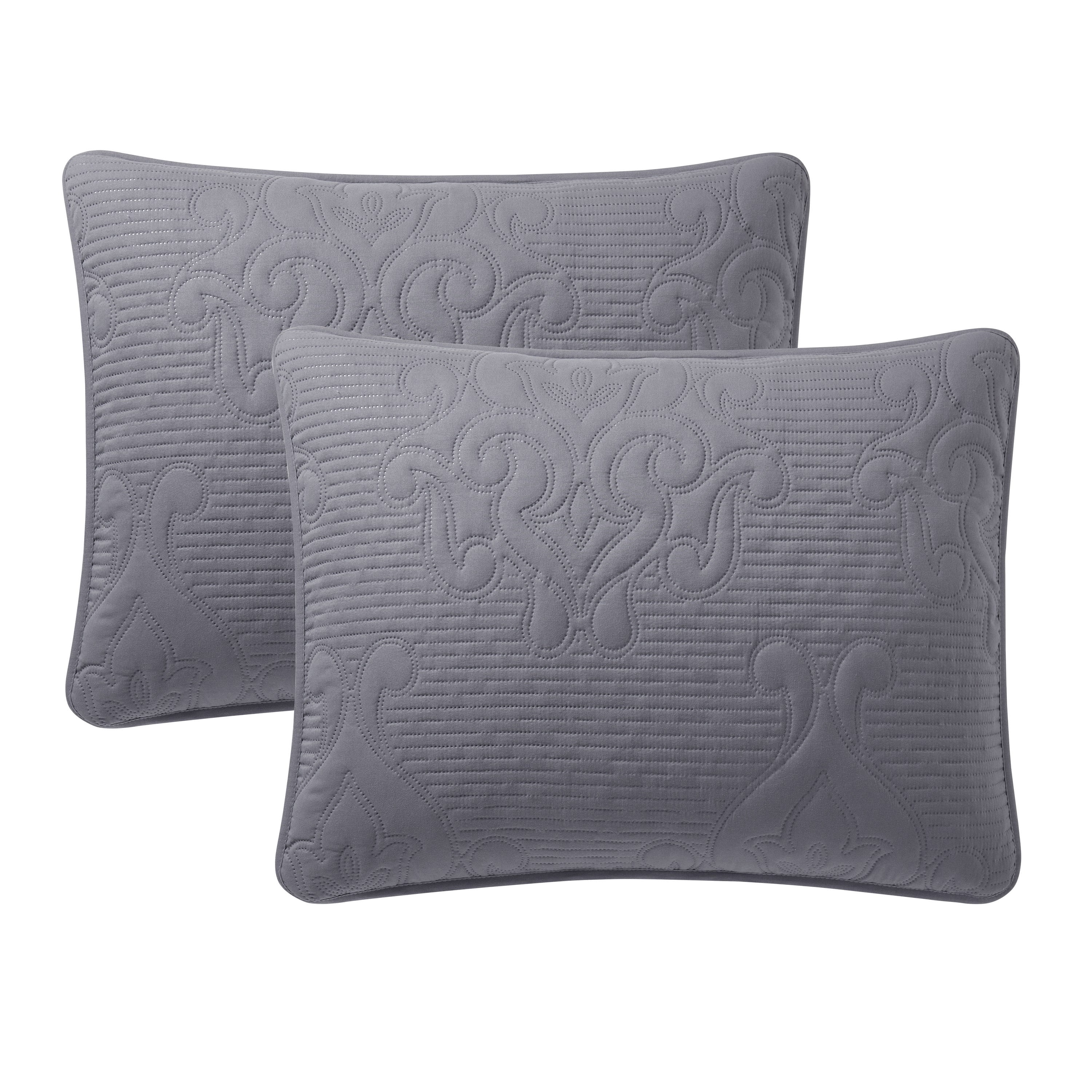 VCNY Home Solomun 3-Piece Grey Pinsonic Damask Quilt Set, King, Adult, Unisex