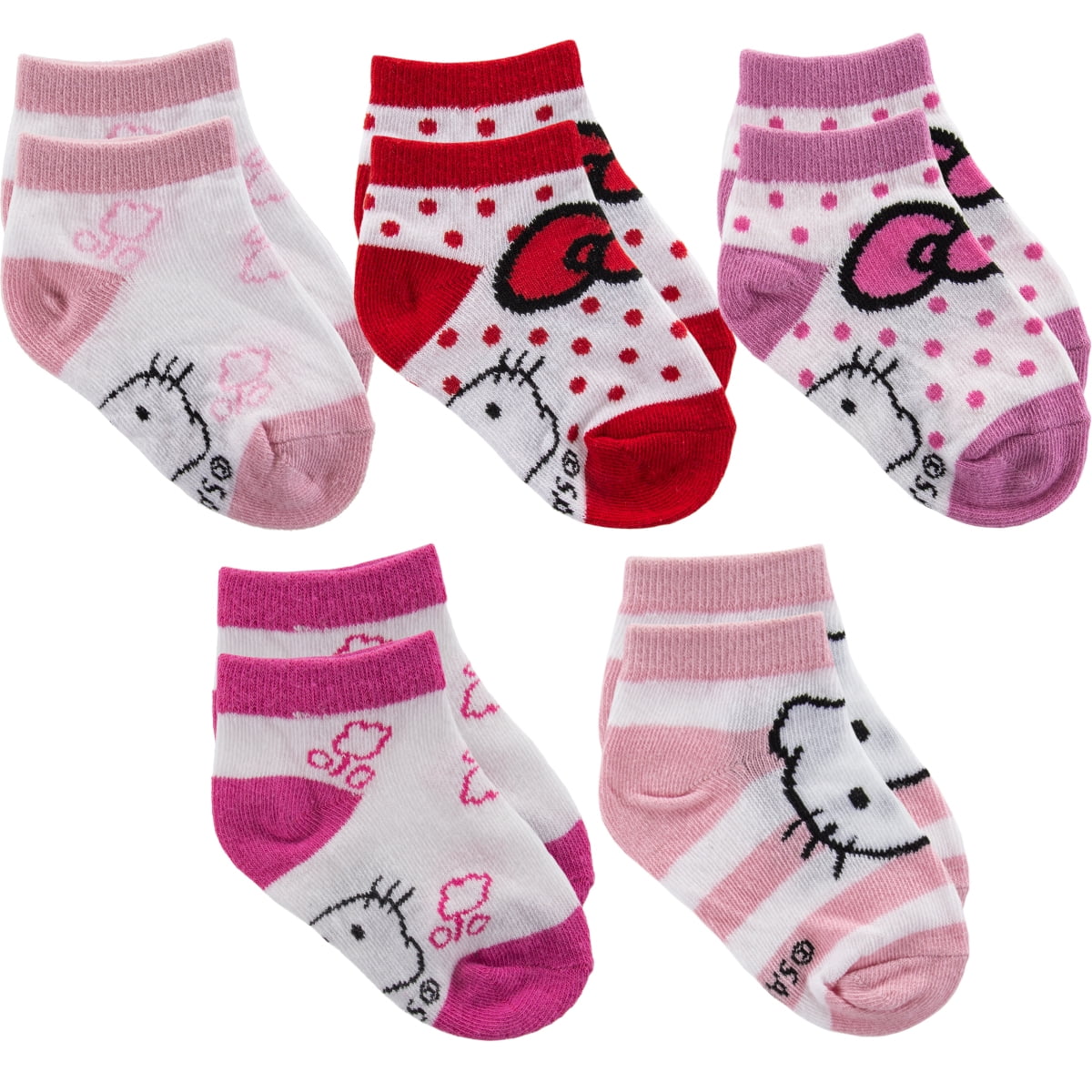 Hello Kitty Girl's Socks (Pack of 5) Small (2T3T)