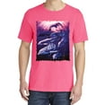 thumbnail image 2 of Wild Bobby, Underwater Whale Dolphin Bottlenose Nautical, Animal Lover, Garment-Dyed Washed Look Short Sleeve T-Shirt, Neon Pink, 2XL, 2 of 3