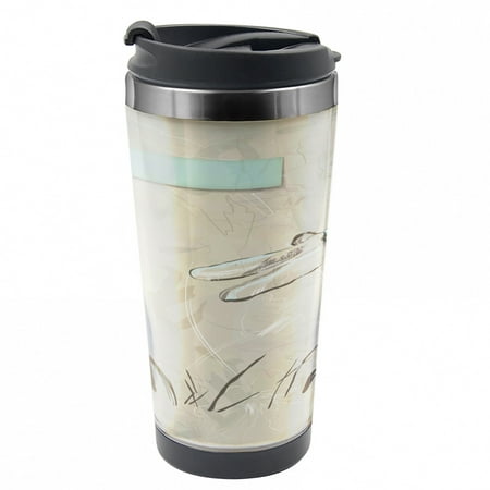 

Dragonfly Travel Mug Romantic Sketch Art Steel Thermal Cup 16 oz by Ambesonne