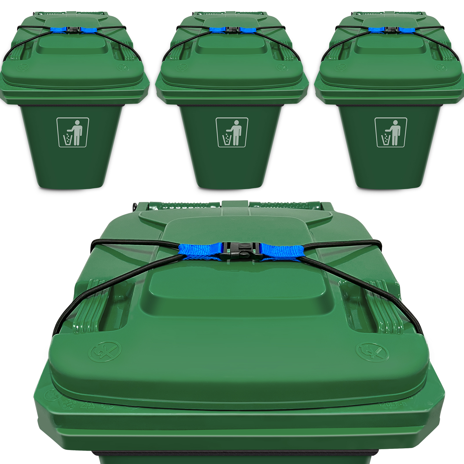 2 PCS Trash Can Lock, Lid Lock for 30-51 Gal Outdoor Garbage Cans, Heavy Duty Bungee Cord Garbage Can Lock for Animals, Squirrels, Dogs, Raccoons