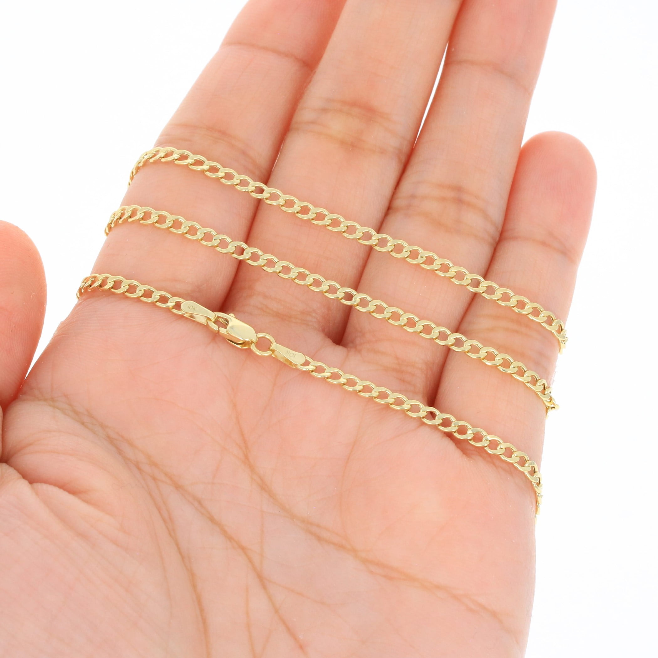 Nuragold 10k Real Yellow Gold Cuban Curb Link 2.5mm Chain Bracelet or Anklet (7"-9") Italian Jewelry for Men & Women
