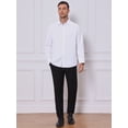 thumbnail image 2 of DARING DIVA Men's Plaid Collar Long Sleeve Button Down Business Dress Shirt White M, 2 of 7