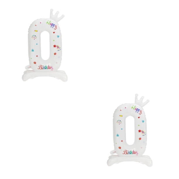 Toystoory Globos de película de aluminio Digital blanco metálico-atmósfera mágica para fiestas infantiles el Color es uniforme accesorios de número 0 2piezas