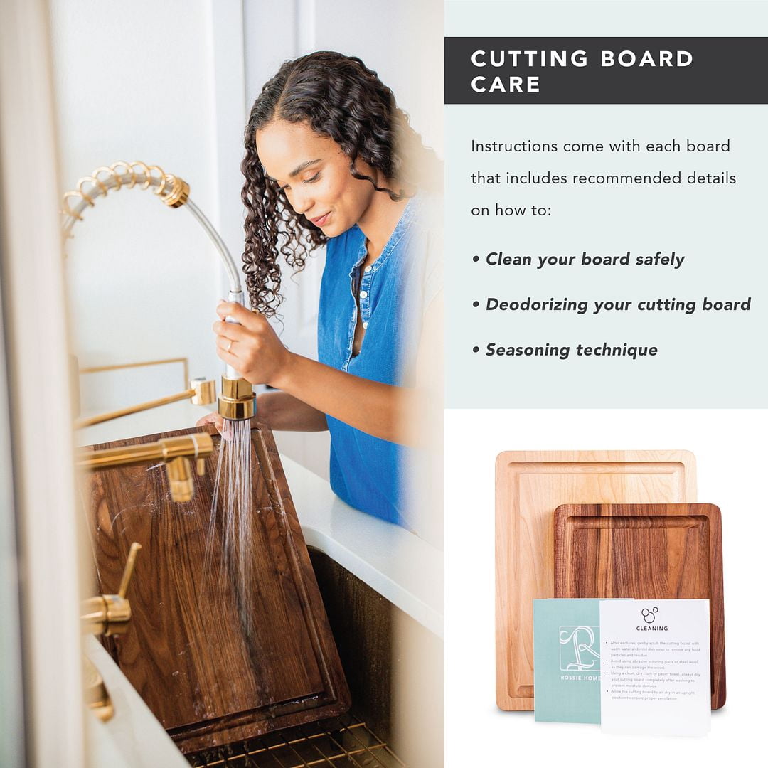 Rossie Home Black Walnut Reversible Cutting Board with Juice Grooves, 11" x 9" x 1"