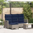 thumbnail image 1 of vidaXL Reclining Garden Sofa with Cushions L-shaped Grey Poly Rattan, 1 of 5