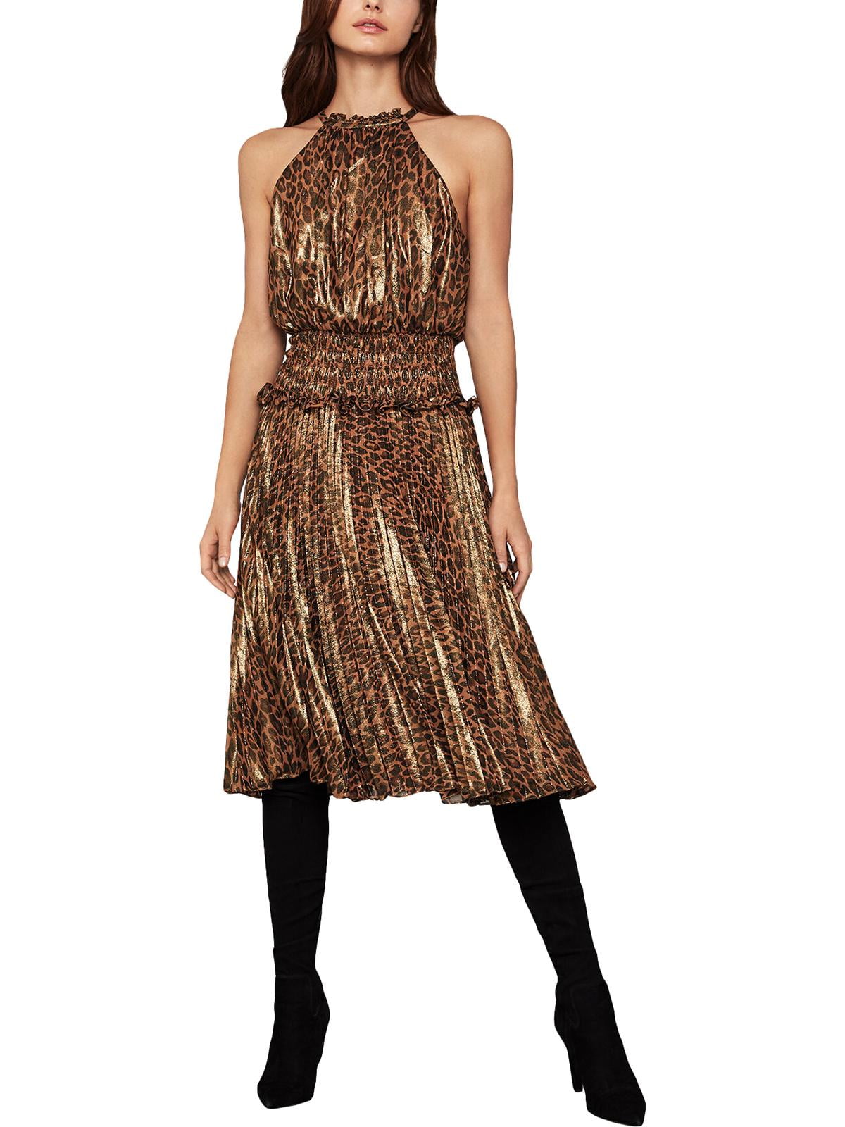 BCBGMAXAZRIA Womens Metallic Animal Print Midi Dress Algeria Ubuy