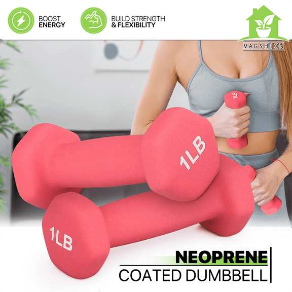 YEXJ 2 Set Easy Grip Workout Dumbbell Neoprene Coated, Gym Strength Training Fitness, Features-Portable, Anti-Rolling