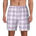thumbnail image 2 of Picia Purple Checkboard pattern Mens Swim Trunks with Compression Liner Stretch Beach Shorts Quick Dry with Zipper Pockets No-Chafing Board Shorts-3X-Large, 2 of 9