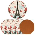 thumbnail image 2 of Valentine's Day 6PCS Round Microfiber Leather Coasters, 11x11 cm/4.3x4.3 in, Stylish Drink Mats for Home and Office, Absorbent and Beverage Coasters, 2 of 6