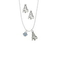 thumbnail image 2 of Delight Jewelry Silvertone Mini Paw with Blue Crystals Silver tone Zig Zag Christmas Tree Charm Necklace and Stud Earrings, 2 of 4