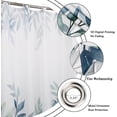 thumbnail image 5 of Blue Leaf Shower Curtain, Blue and Green Watercolor Eucalyptus Leaves Botanical Plants Bathroom Curtain Waterproof Fabric Machine Washable with Hooks, 84" Wx72 L, 5 of 6