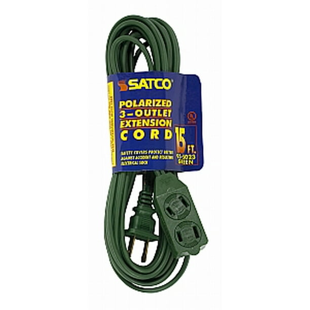 Satco 15 FT Green Indoor Light Duty Extension Cord