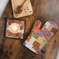 thumbnail image 5 of Pioneer Flower Floral Print Pattern Kitchen Oven Mitt and Pot Holder Sets 2 Pcs for Baking, Cooking and Grilling, Heat Resistant Up To 392 °F, 5 of 7