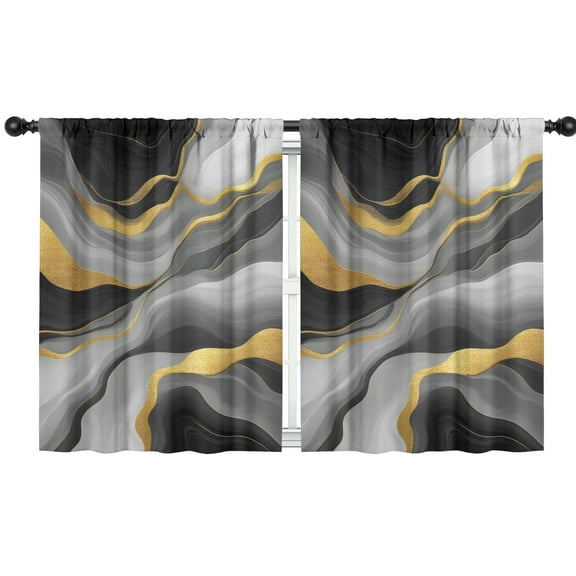 Blackout Kids Curtains,Black White and Gold Marble Childrens Insulated Curtains Set Of 2,Bedroom Essentials,Toddler Room Decor 42x54in(106x137cm)