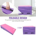 thumbnail image 4 of Gymnastics Wedge Mats 60" X 30" X 14" Folding for Home Use | Incline Mat Cheese Wedge With Zip Fastener, Waterproof Vinyl Cover, EPE Foam for Exercise, Tumbling, Yoga, Pilates, Pink Purple, 4 of 7