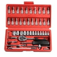 thumbnail image 1 of Hearth & Gear 46 Piece Mechanics Tool Set Manual Hardware Kit Socket Set For Automotive And General Machinery 3 Prong Screwdriver Baby Toolbox Beginner Poker Set College Girls Home Necessities, 1 of 7