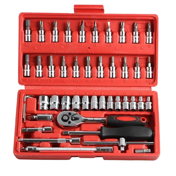 MKHSQHDG Today's Deals 46 Piece Mechanics Tool Set Manual Hardware Kit Socket Set for Automotive and General Machinery