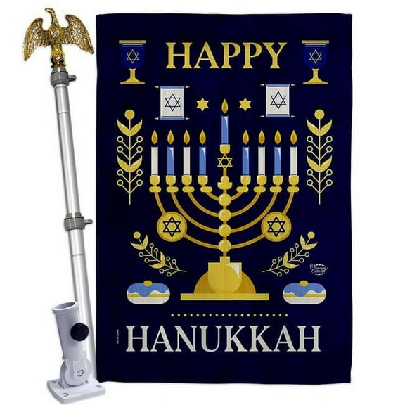 Ornament Collection HS190012-BO-02 28 x 40 in. Joy of Hanukkah House Flag Set Wintertime Double-Sided Decorative Vertical Flags & Decoration Banner Garden Yard Gift