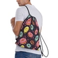 thumbnail image 3 of Drawstring Backpack - Donut Print No.9017 Splash Proof Small Drawstring Gym Bag for Women Men, Cinch Sports String Bag Backpack for Travel Swimming Beach, 3 of 8