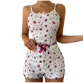 thumbnail image 4 of Sakmal Womens Pajama Set Plus Size Floral Tank Top and Shorts Sexy Loungewear ,Red,XXL, 4 of 5