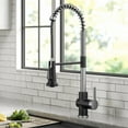 thumbnail image 2 of KRAUS Britt Commercial Style Pull-Down Single Handle Kitchen Faucet in Spot-Free Stainless Steel/Matte Black, 2 of 16